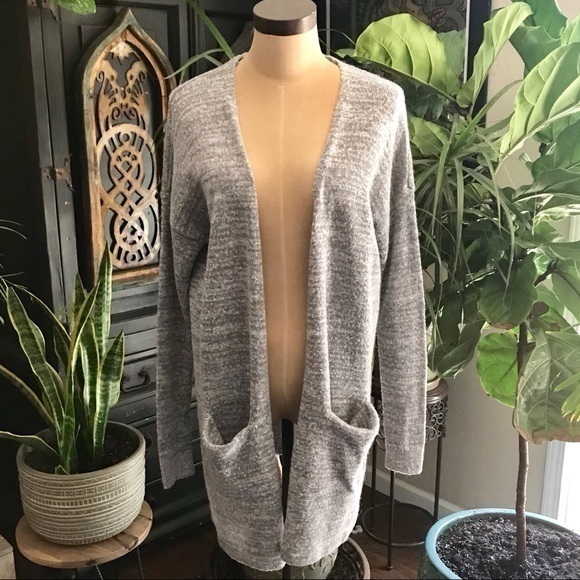 Express marled Gray slouch Pocket cardigan - Picture 1 of 8